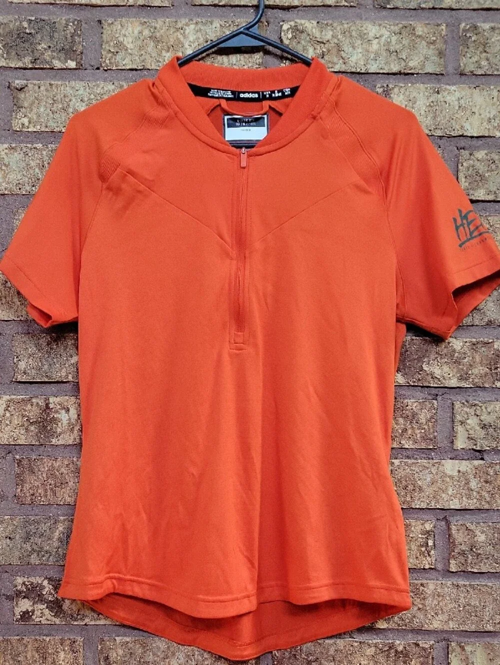 adidas Orange Short Sleeve Half-Zip Cycling Top AeroReady Size Medium NWT